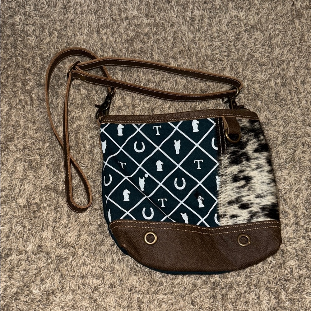 Cute small purse with horses and cow hide